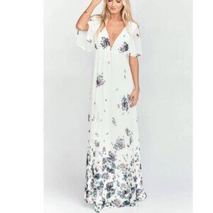 Show Me Your Mumu Fay Flutter Sleeve Maxi Ivory Dress Boho Wedding Sz XXS NWT